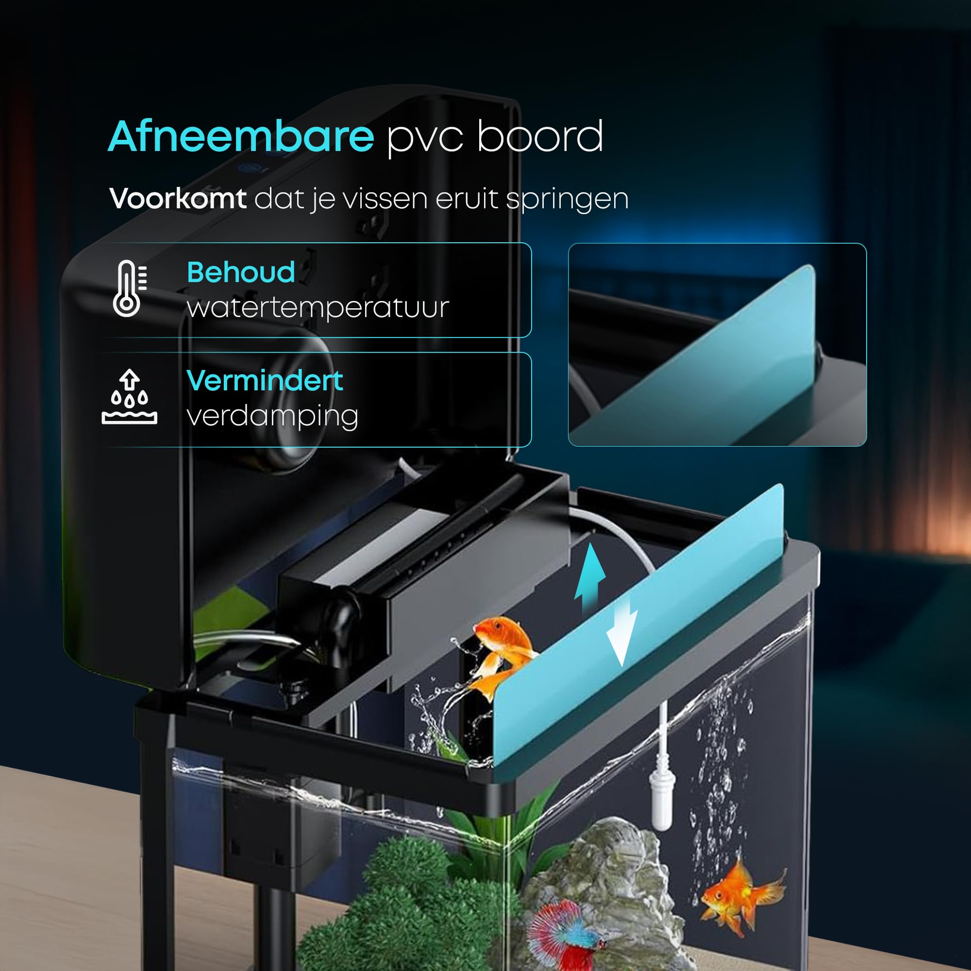 Selbstreinigendes Aquarium 26L Komplettset Nano Aquarium mit 3-in-1 Filter, LED Beleuchtung und Touch Display, integrierter Luftbefeuchter zur Unterstützung der Wasserqualität im Aquarium