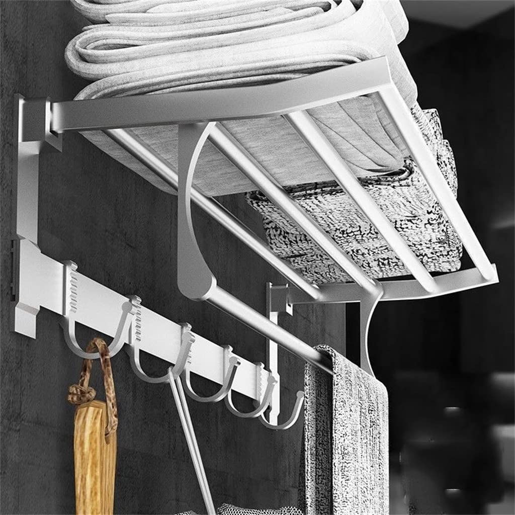 Wieszaki na ręczniki, wieszak na ręczniki montowany na ścianie składany aluminiowy organizer uchwyt na ręczniki łazienka półka ścienna do wyposażenia łazienki akcesoria łazienkowe (kolor: B