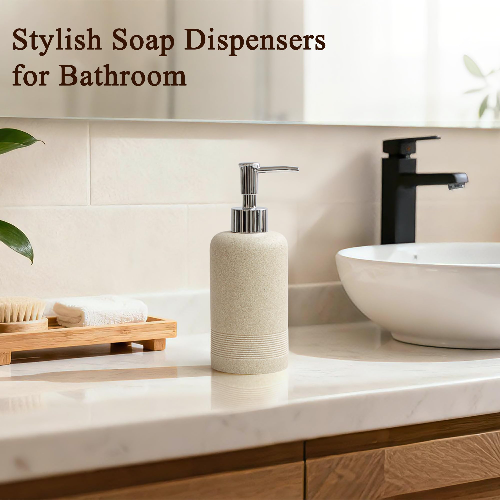 YMXYJM Dispenser di sapone con pompa in acciaio inossidabile antiruggine, dispenser di sapone liquido ricaricabile per bagno, dispenser di sapone da cucina di alta qualità, beige