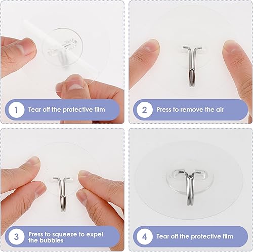 Miniatura 6 de WY LIGHTING LEVEL Ganchos autoadhesivos, 10 ganchos transparentes, ganchos de pared para colgar, ganchos de pared multiusos sin costuras para