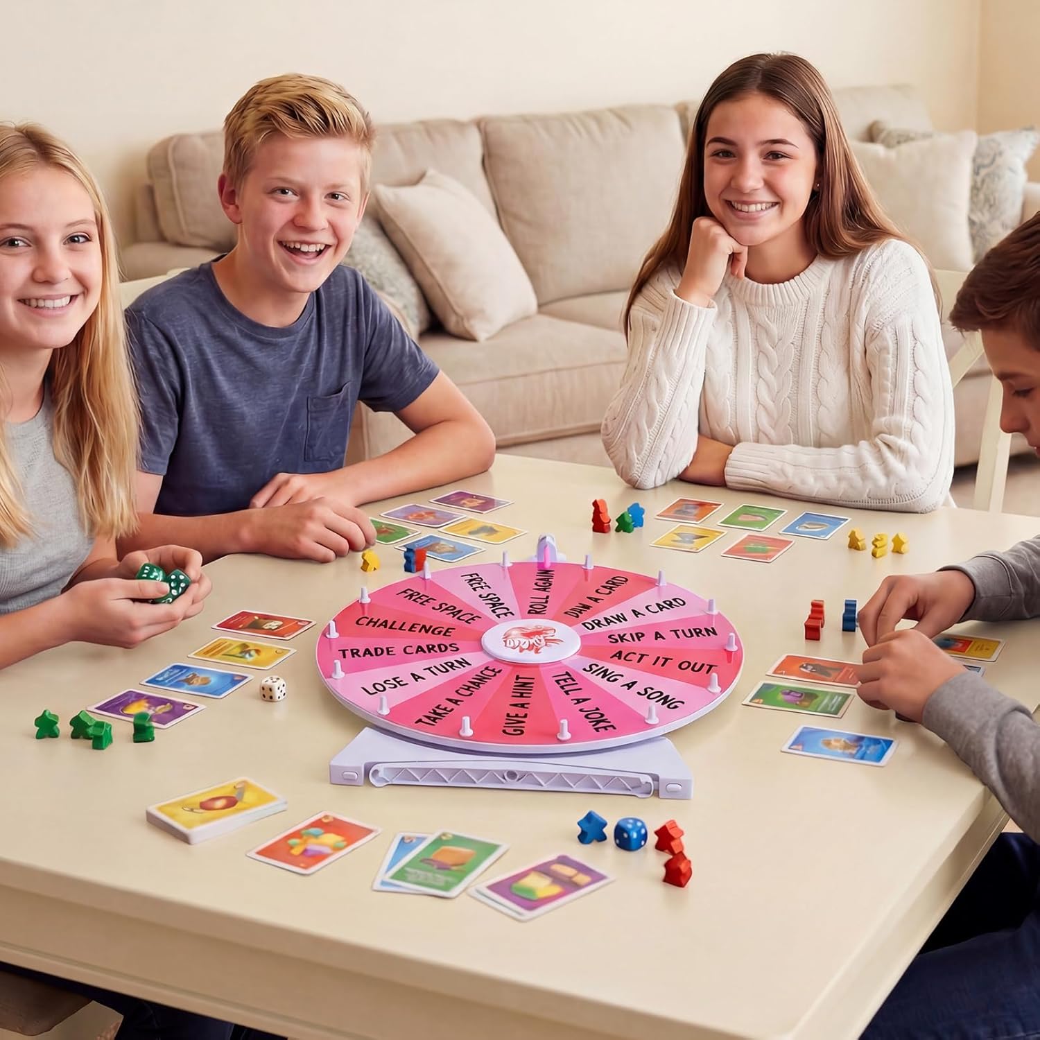 Goplus 20 inch Spinning Prize Wheel, 14 Slots Spin Wheel with Blackboard Marker, Eraser & Spare Pointer, Spinning Wheel for Prizes, Tabletop Fortune Game for Trade Show Party (20 inch,Pink)