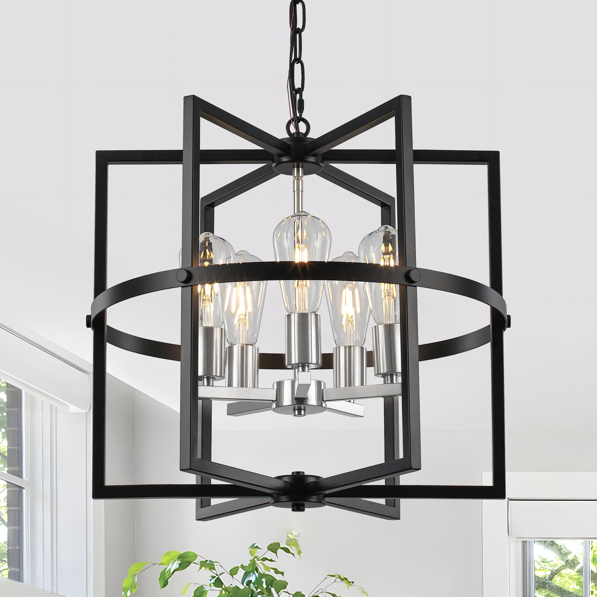 Photo 1 of QMNHAU 19" Black & Nickel 5-Light Chandelier