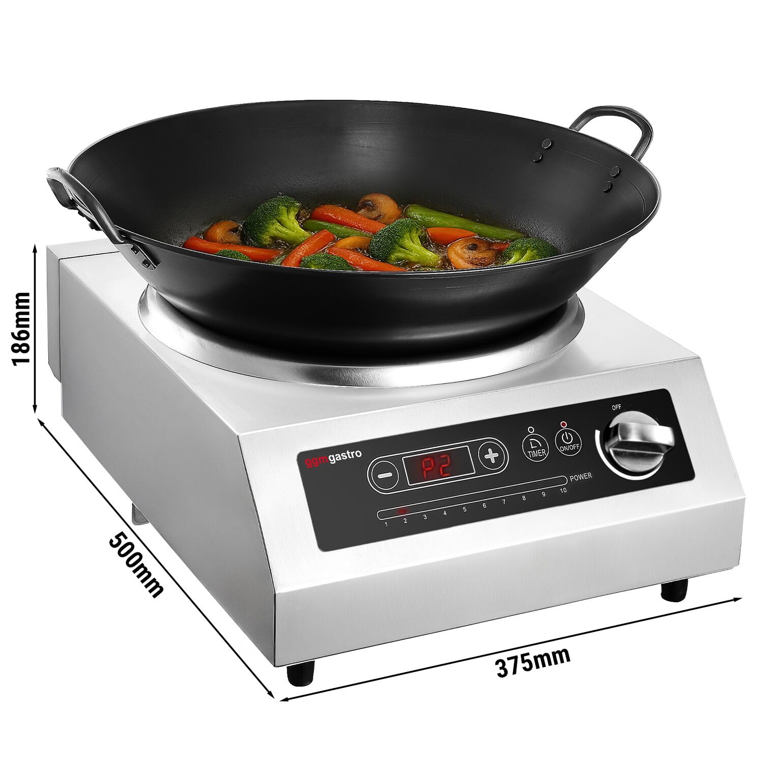 GGM Gastro Wok-Induktionsherd 3,5 kW | Ideal für die Gastronomie, intuitive Touch-Bedienung, präzise Timer-Funktion, sicher durch Abschaltautomatik, robust