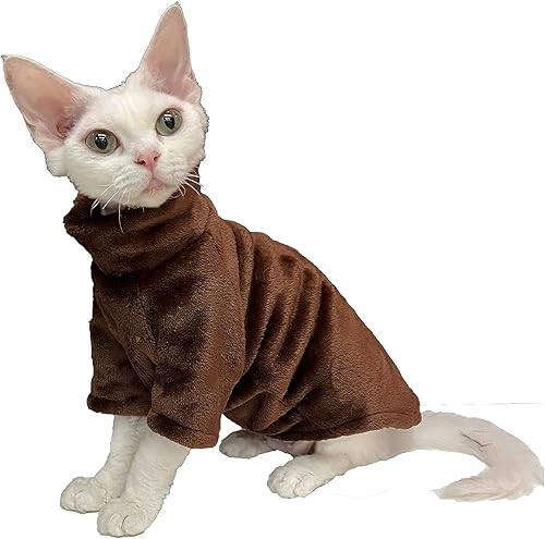 Sphynx - Ropa de gato sin pelo, suéter de piel sintética suave y liso, lindo suéter de otoño e invierno, a la moda, cuello alto, ropa de esfinge,