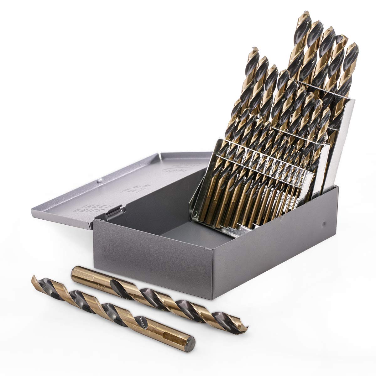 Stark USA 29PCS Drill Bit Set Black/Gold Finish HSS 135 Degree Split Point Jobber (1/16" - 1/2") Twist Jobber Drill Bit Kit for Cast Iron, Hard Metal, Stainless Steel, Plastic, Wood, Storage Case