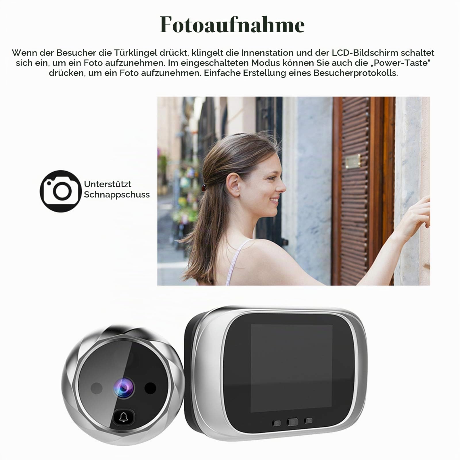2.8 Zoll LCD Digital Türspion, Guckloch Türkamera, Video Türklingel Kit, Digitale Türüberwachung mit Nachtsicht, Fotoaufnahme, integriertem Speicher, Weitem Betrachtungswinkel