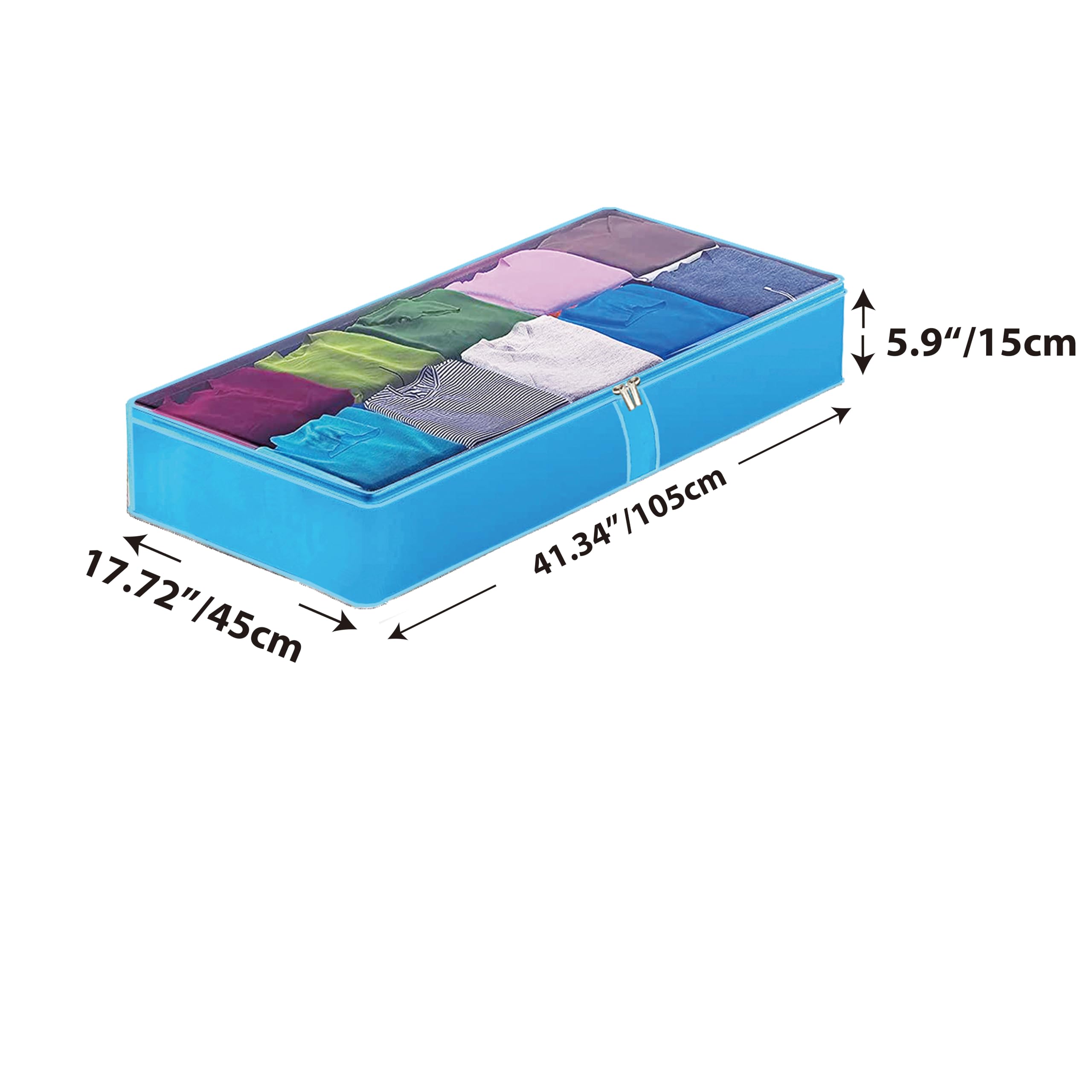 Set di 3 cassettiere sotto il letto, 32 litri, trasparente, con ruote e chiusure a clip