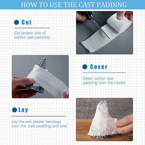 Miniatura 21 de Treela Paquete individual de 24 rollos de acolchado fundido, rollo de envoltura con yeso de tela suave para Halloween, vendaje, proyectos de arte