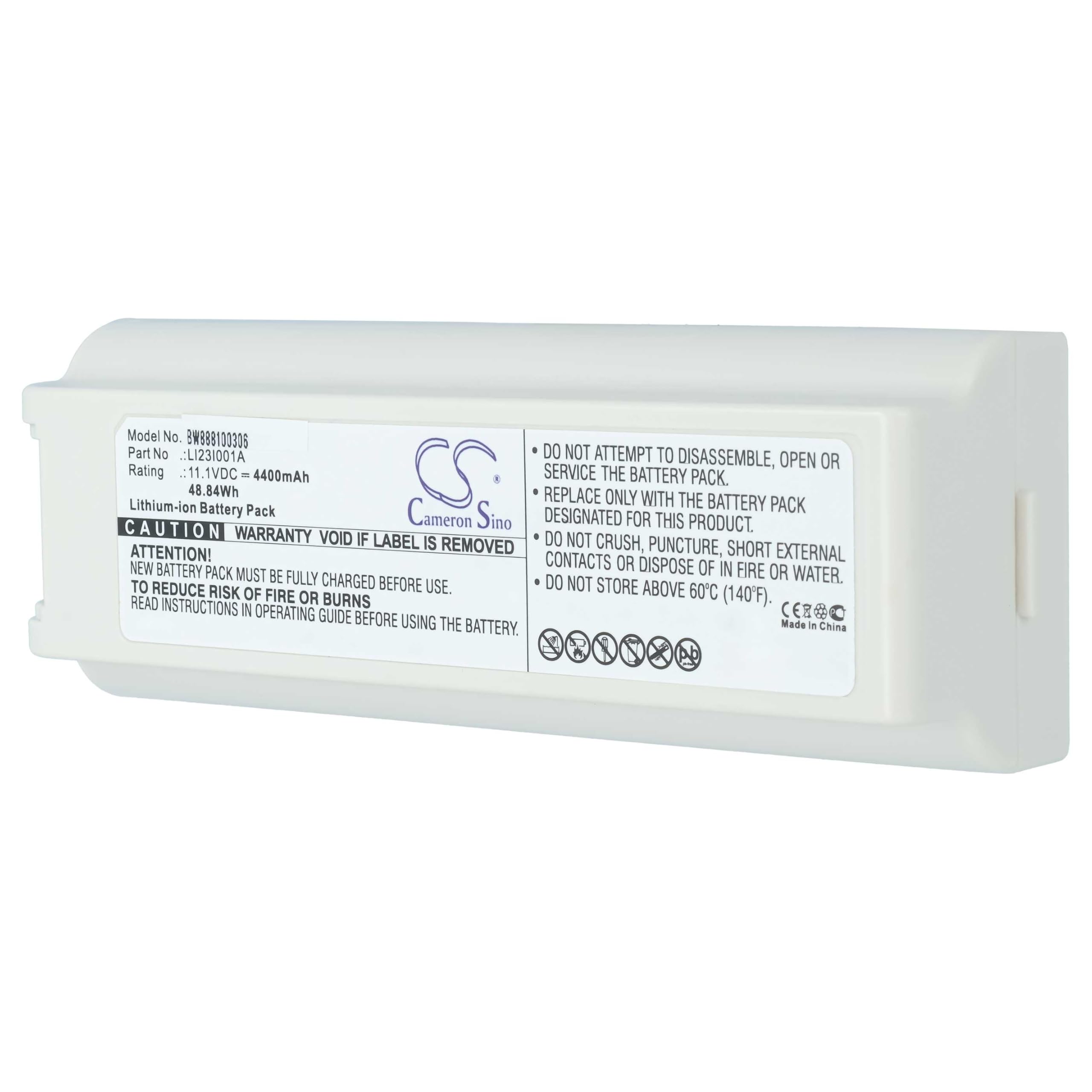 vhbw batteria sostituisce Mindray LI23I001A, 2108-30-66176 per strumentazione medica (4400mAh, 11,1V, Li-Ion)