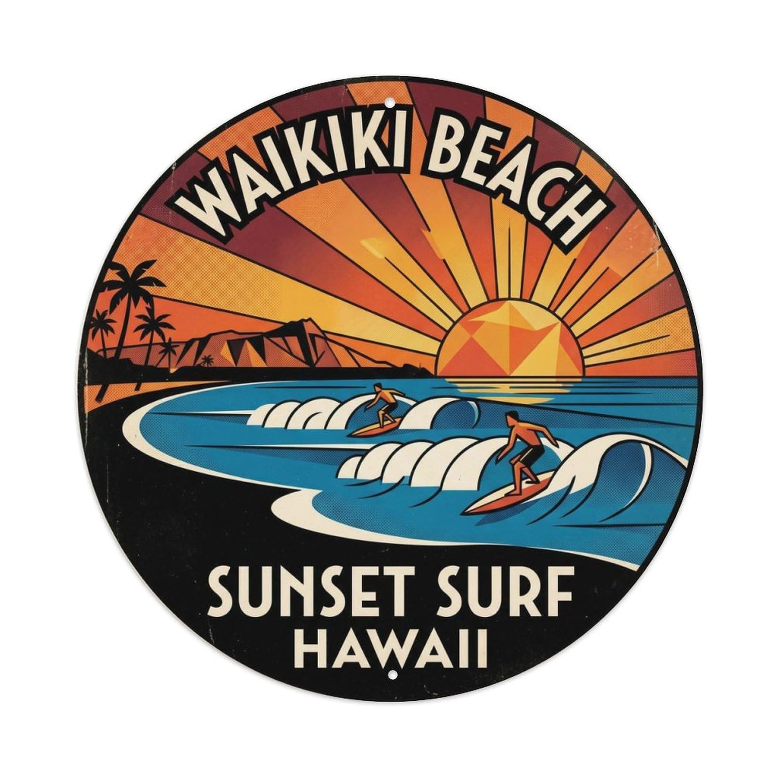 Waikiki Beach Hawaii Destination Tropical Island Metal Tin Sign