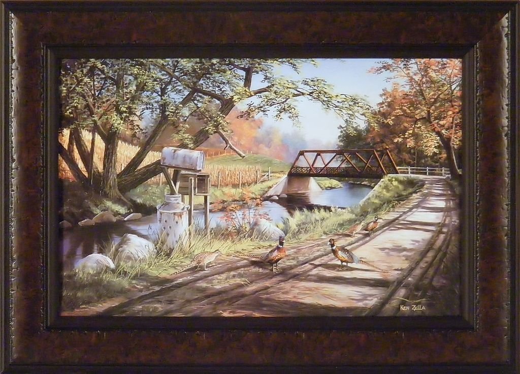 Amazon.com: Nary A Care by Ken Zylla 14.5x20 Pheasants Gravel Road