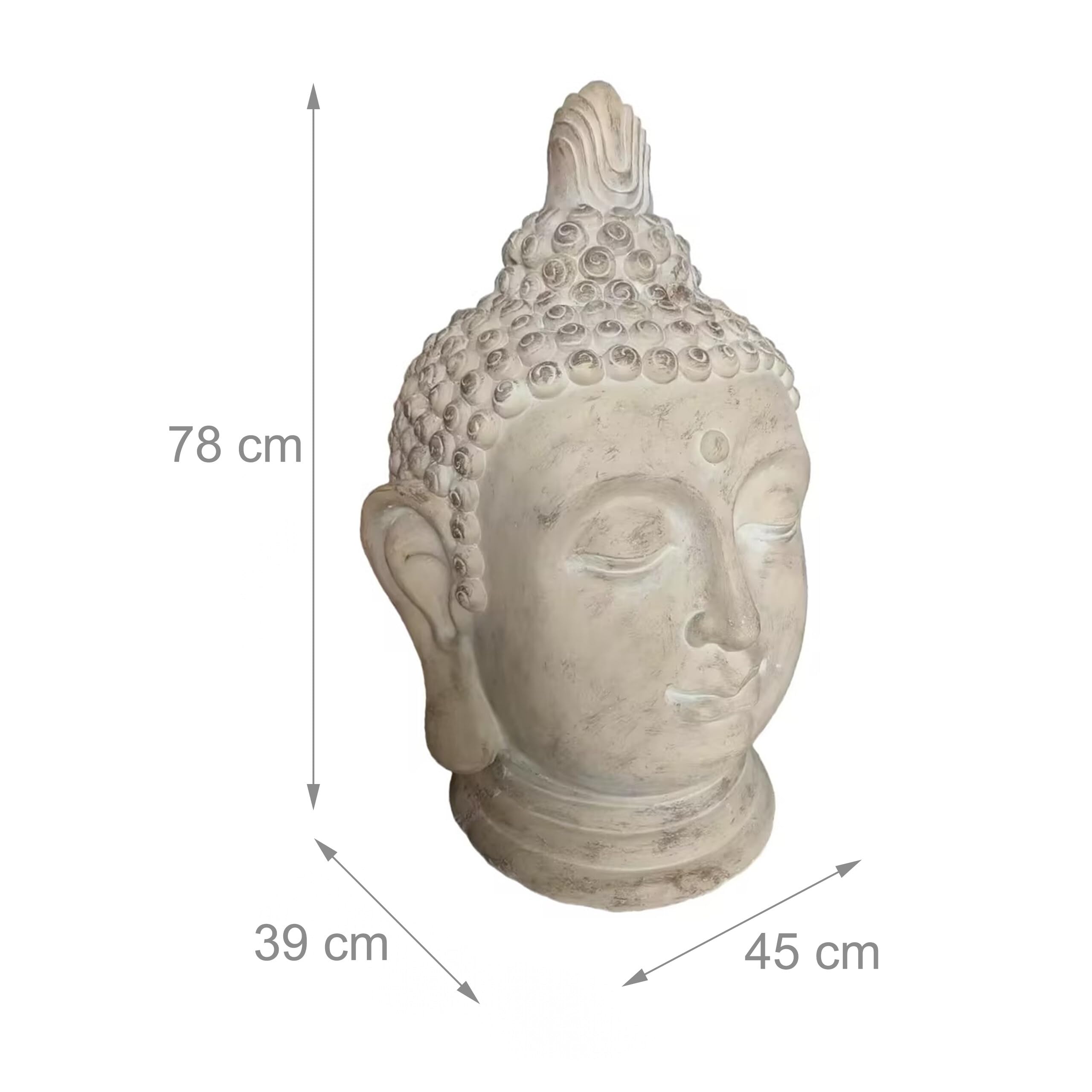Relaxdays Cabeza de Buda XXL, decoración Zen Resistente a la Intemperie, 78x45x39 cm, Beige