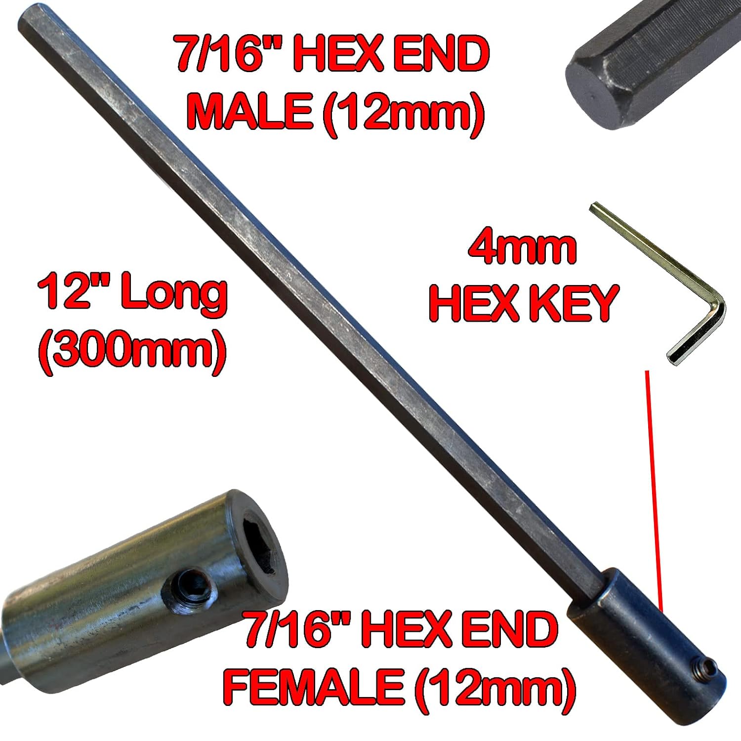 Hole Saw Extension and Arbor Kit 7/16" : 1/2" Hex Arbors X2 and 12" Extension Fits Hole Saws from 5/8 Inch to 10 Inch with Both TCT and Hss Pilot Drill Bits So Drilling Deep Holes in Wood Or Masonry