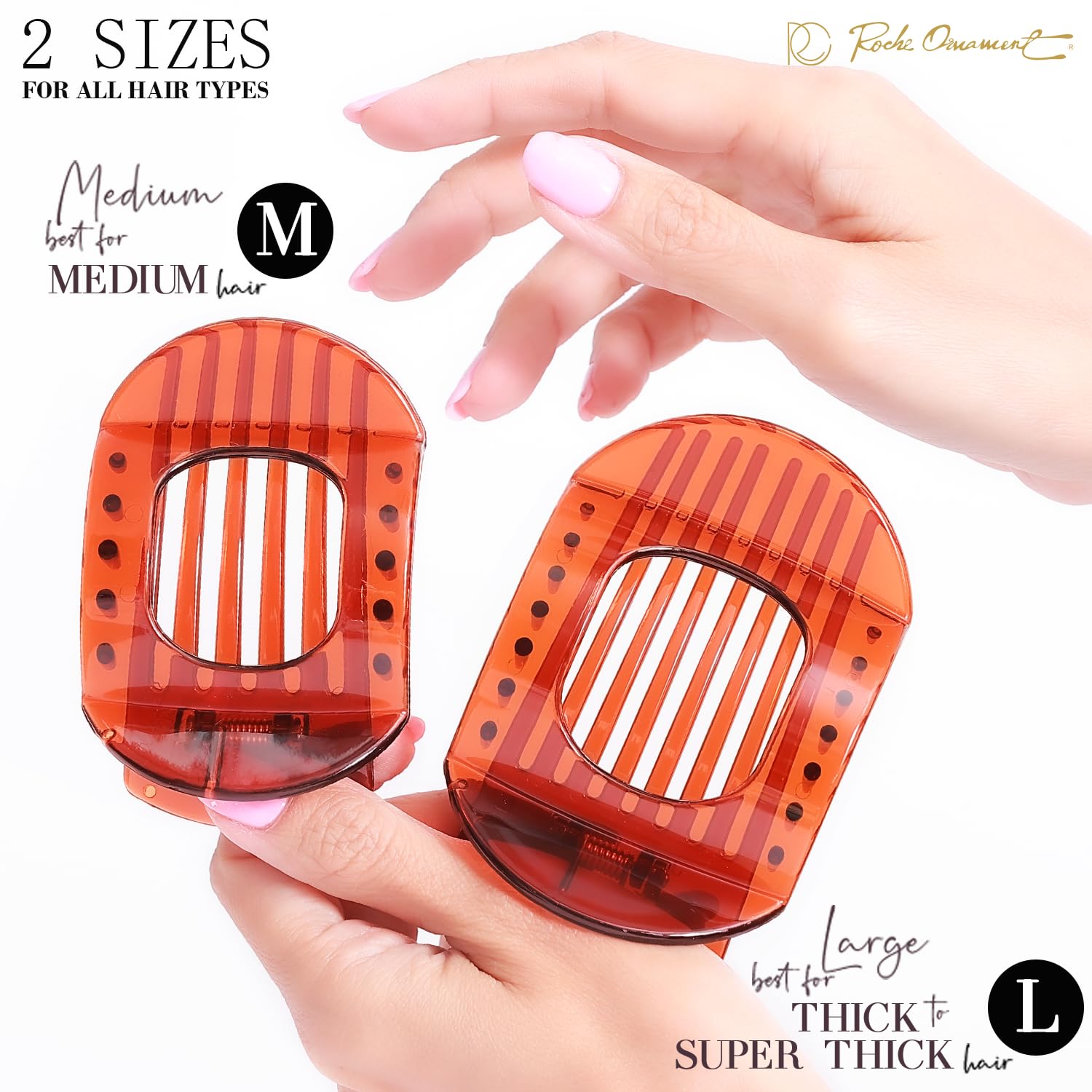RC ROCHE 6 Pcs Flat Claw Hair Clips for Women Thick Hair French Round Duckbill Square Secure Strong Hold Grip Clamps Barrettes Curved No Slip No Crease Styling Cute Extra Jumbo XL - Image 4