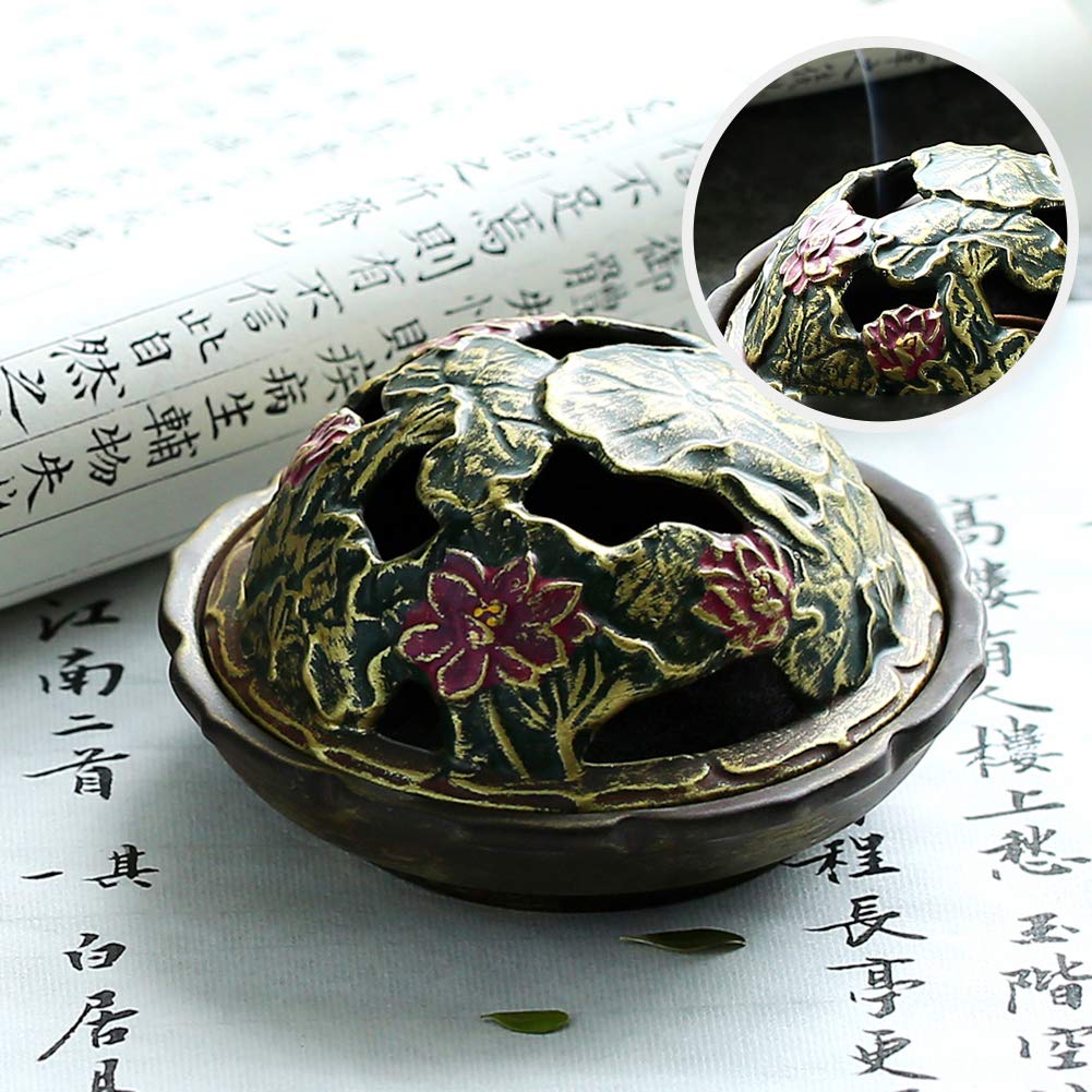 Brûleur d'encens en céramique Diffuseur de Parfum, Poêle Aromathérapie Antique Ustensiles Zen Ornaments Convient à Salon Espace de méditation Lieux de beauté comme Salon, Yoga, etc.