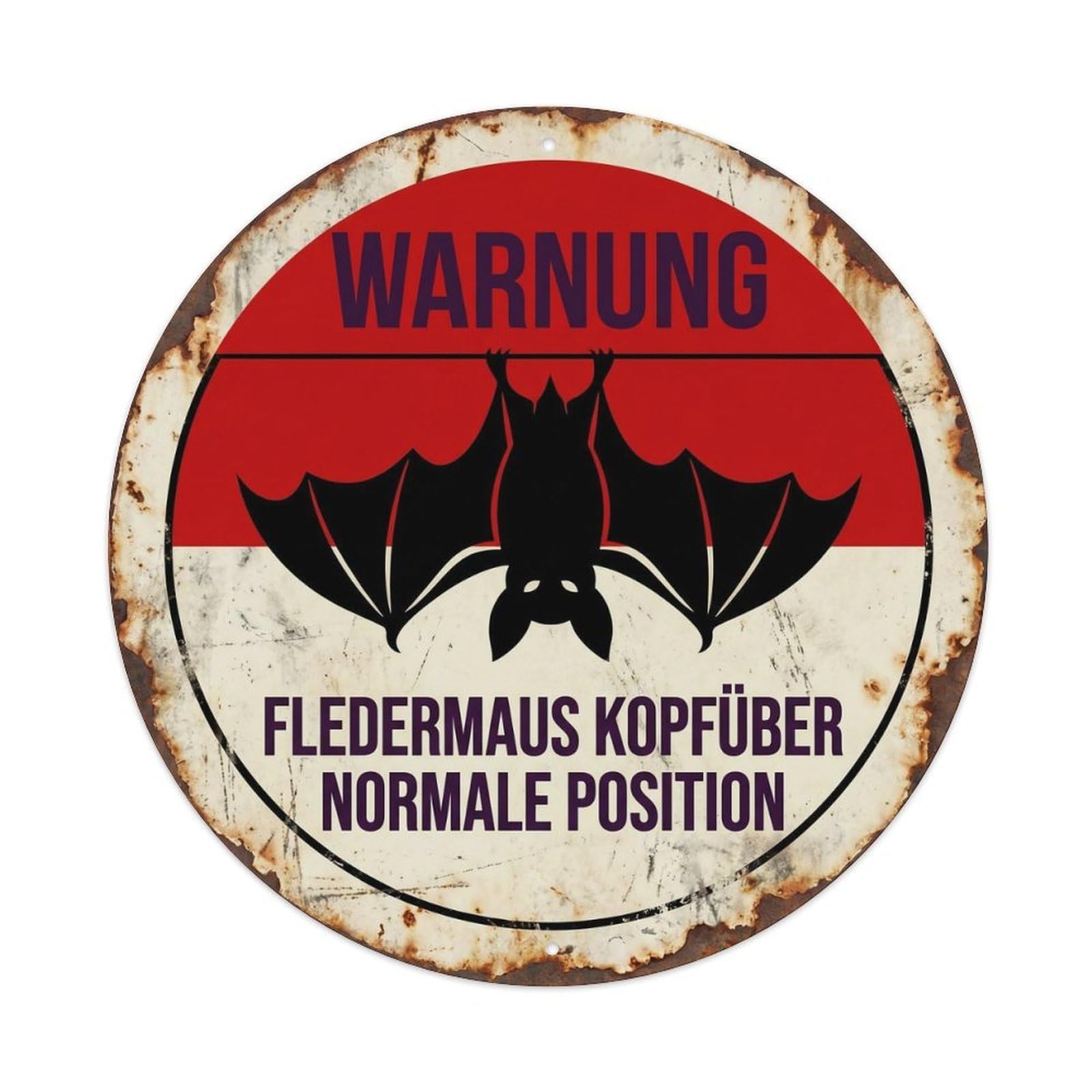 Fqcyn Style Lazy Bat Upside Down Metal Tin Sign Plaque Wall Decor For Cafe, Club Bar, Office, Home Garden Round Metal Poster 8X8inch