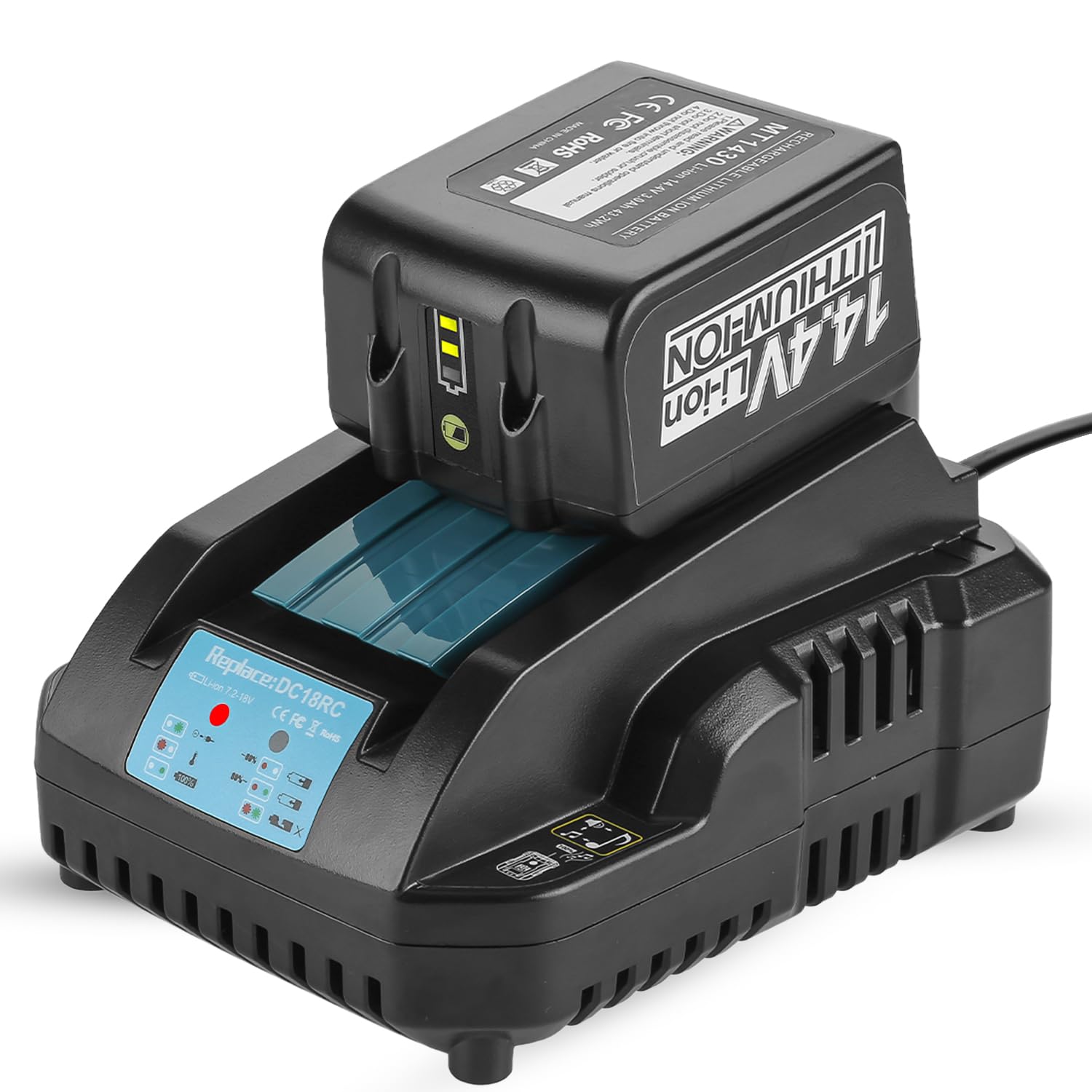 Energup 14,4V-18V 3A Chargeur de Rechange pour Makita Chargeur 18V DC18RC DC18RD pour Makita Batterie 18V BL1850 BL1840 BL1830 BL1430 BL1415