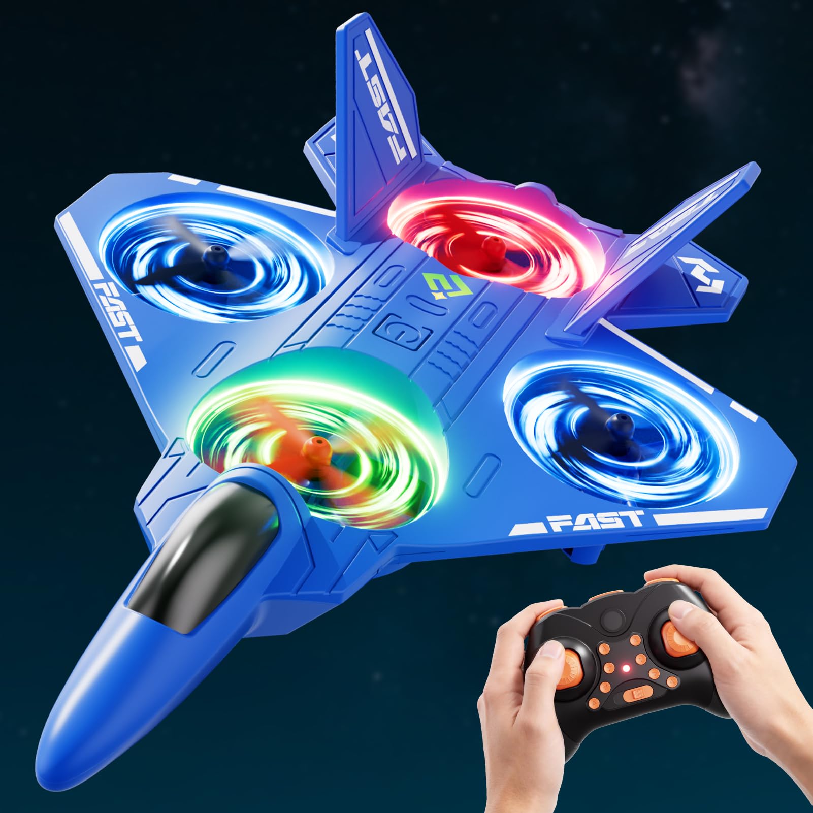 Remote Control Airplane Drone for Kids Ages 4-6-8-10-12, RC Plane Jet Drone with One Key Take Off-Landing, Headless Mode, 360° Flip for Kids Boys Beginners, Outdoor Flying Toys Birthday Gifts for Boys