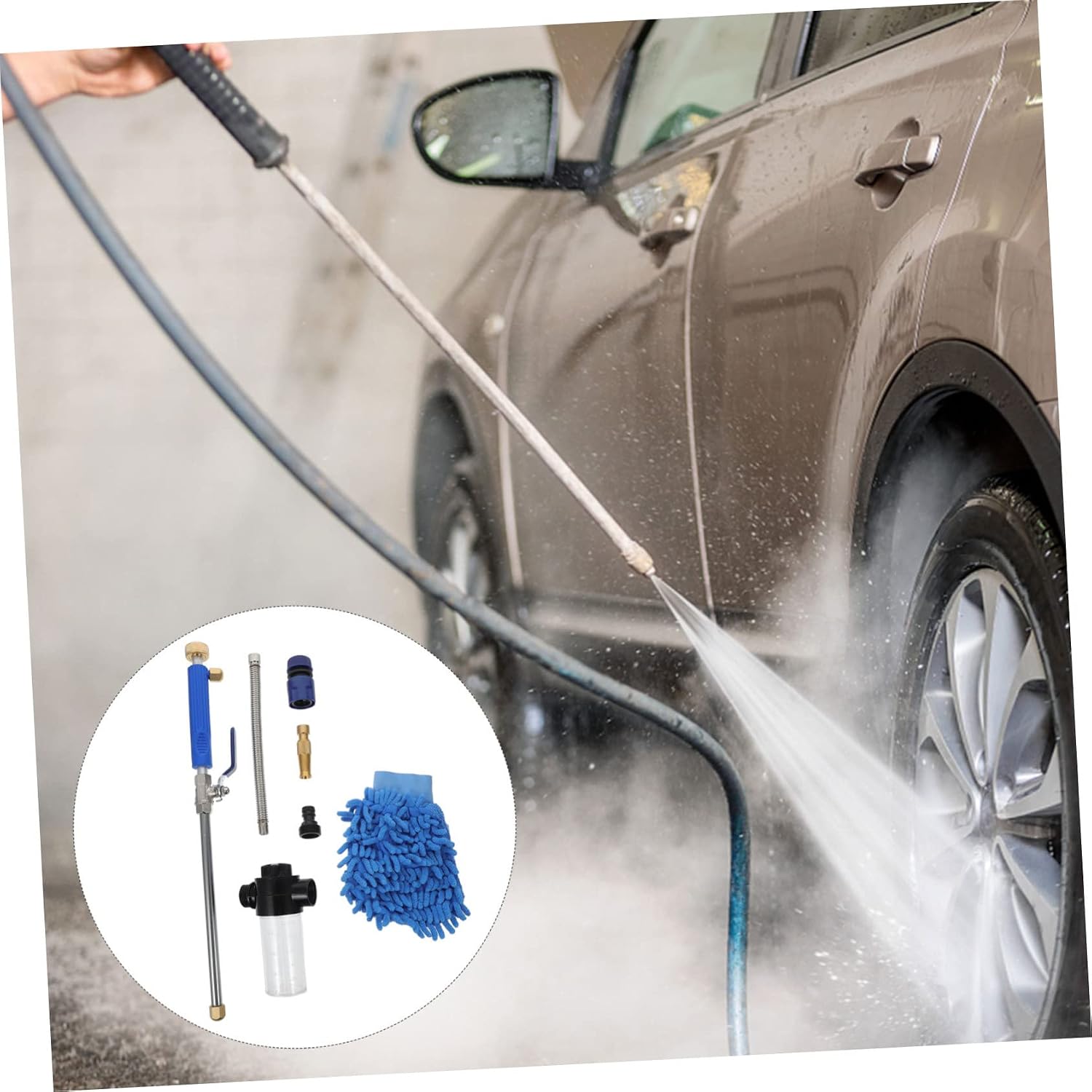 VANZACK Efficient Car Cleaning Kit Pressure Washer Set Sprayer Wand Towel for Car Washing Garden Use