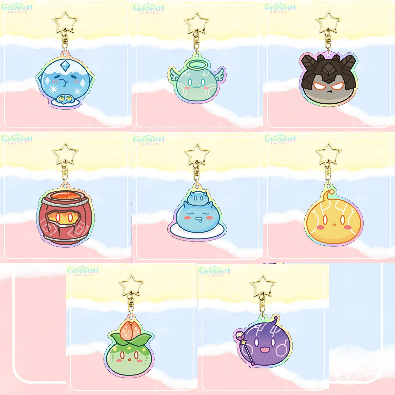 Amazon.co.jp: HIIP 原神 スライム キーホルダー 虹シリーズ 火 草 氷