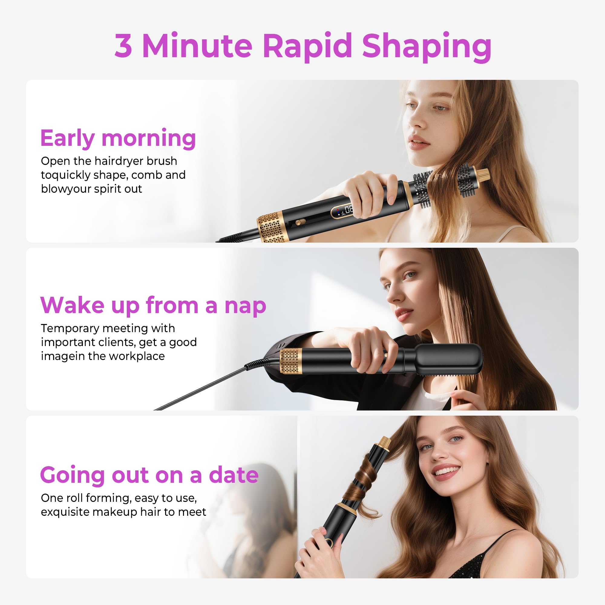 Hairstyler Multistyler 1000 W 5 w 1 lokówka do włosów, lokówka i prostownica do włosów, 3 poziomy temperatury dla objętości, prostowania, lokowania i stylizacji włosów