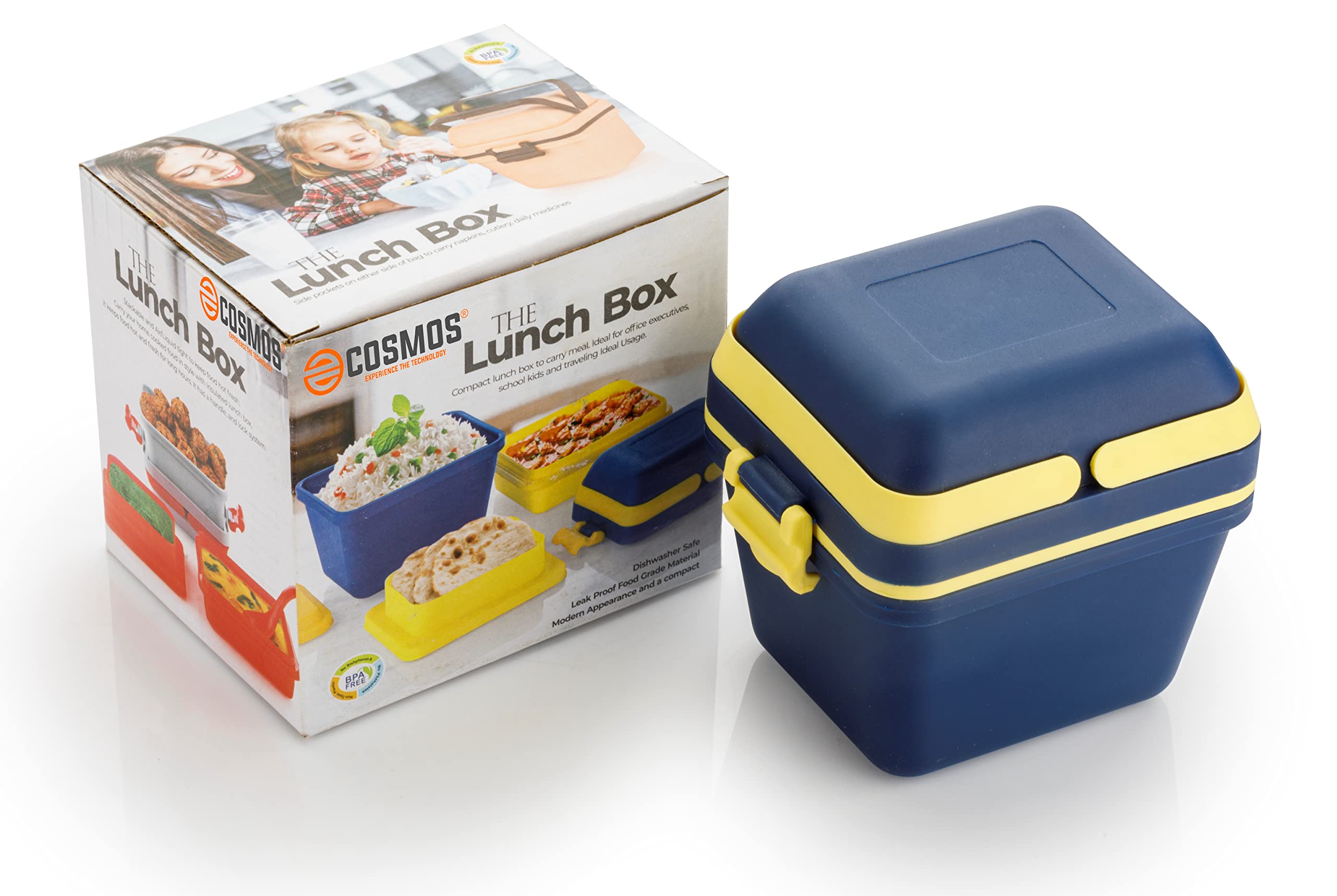 Stewit Products Dieting Lunch Box Set | 3 Compartment Tiffin with Handle & Push Lock | Plastic Tiffin Box for Travelling, School Kids & Office Exclusive (Blue), 500 Milliliter