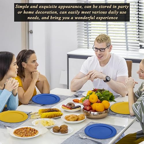 Miniatura 7 de Berglander UKR - Juego de 12 platos de plástico de 10 pulgadas, platos planos reutilizables e irrompibles, platos de ensalada, cuencos para pasta,