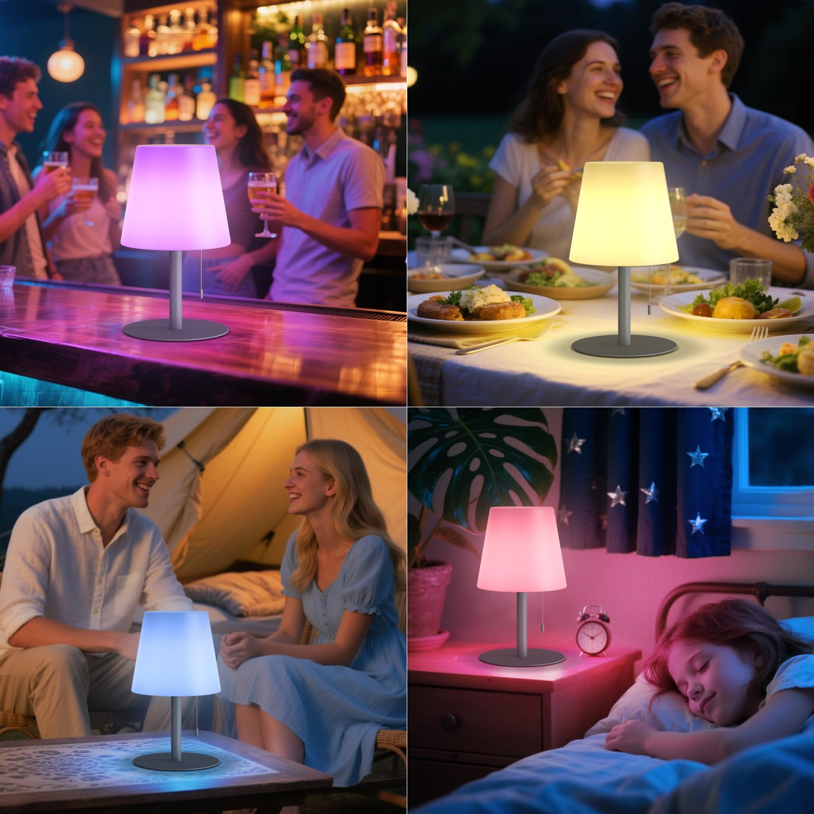 uuffoo Duschlampe, wasserdicht, 8 Farben, Duschlicht, wiederaufladbar, kabellos, batteriebetrieben, LED-Tischlampen für den Außenbereich, dimmbar, tragbar, für Innen- und Außenbereich, Badezimmer