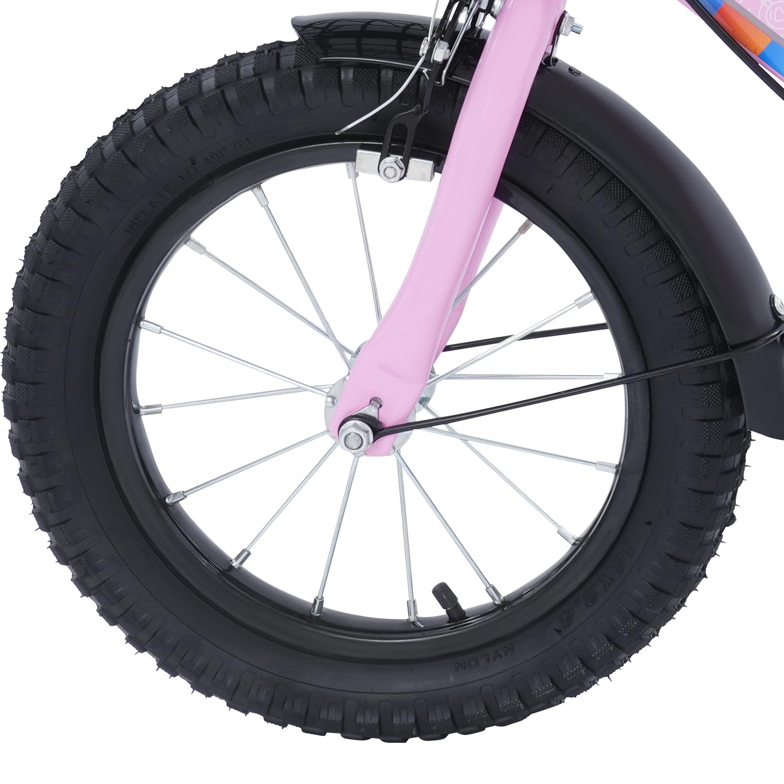 Bicicleta infantil de 14 pulgadas para niños y niñas de 3 a 6 años, altura ajustable para niños con ruedas estabilizadoras, cesta de almacenamiento, asiento trasero