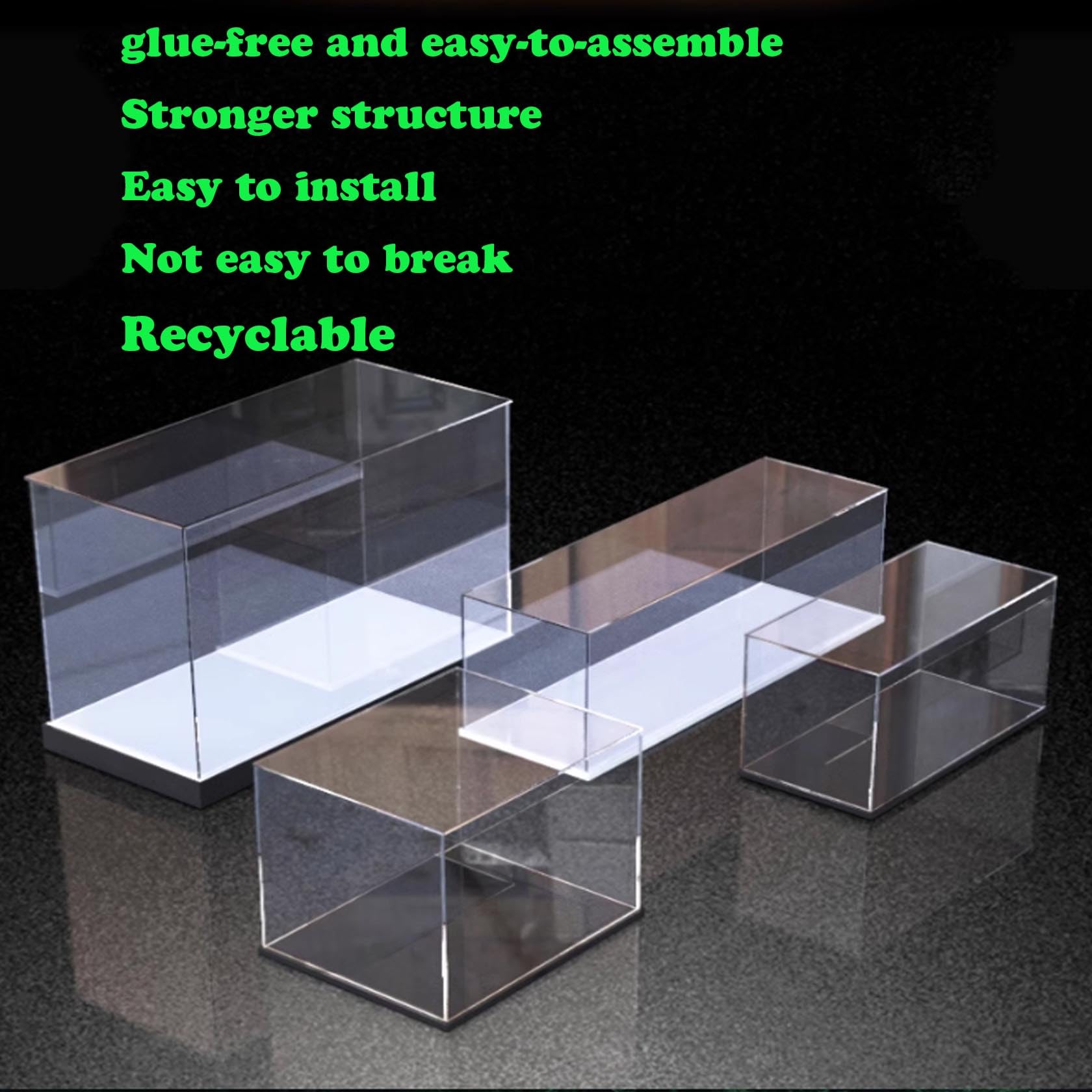 Acryl-Vitrine für Lego 43230 Kamera-Modell, staubdichte transparente Acryl-Vitrine, Aufbewahrungsbox (Modell nicht im Lieferumfang enthalten) (schwarzer Sockel)