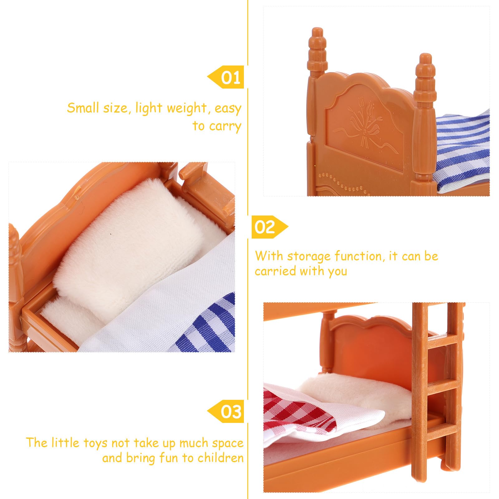 ifundom Doll Bunk Bed 1:12 Wooden Dollhouse Furniture Miniature Bunk Bed Set for Doll House Decor, Assorted Color, 10.20X9.60X6.20cm - Image 4