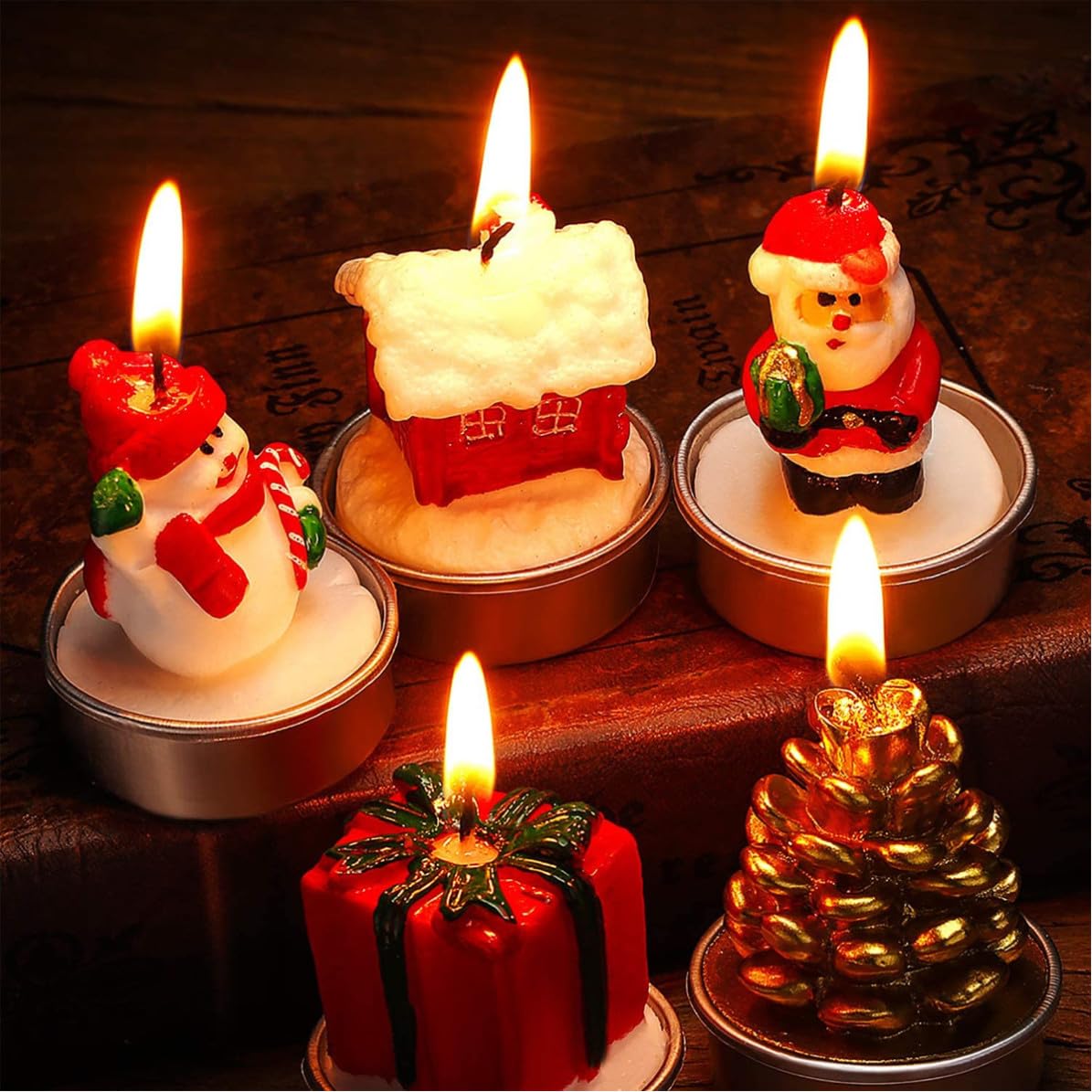 BESPORTBLE 30 Piezas Velas Navideñas Pintadas Decorativas para Navidad,