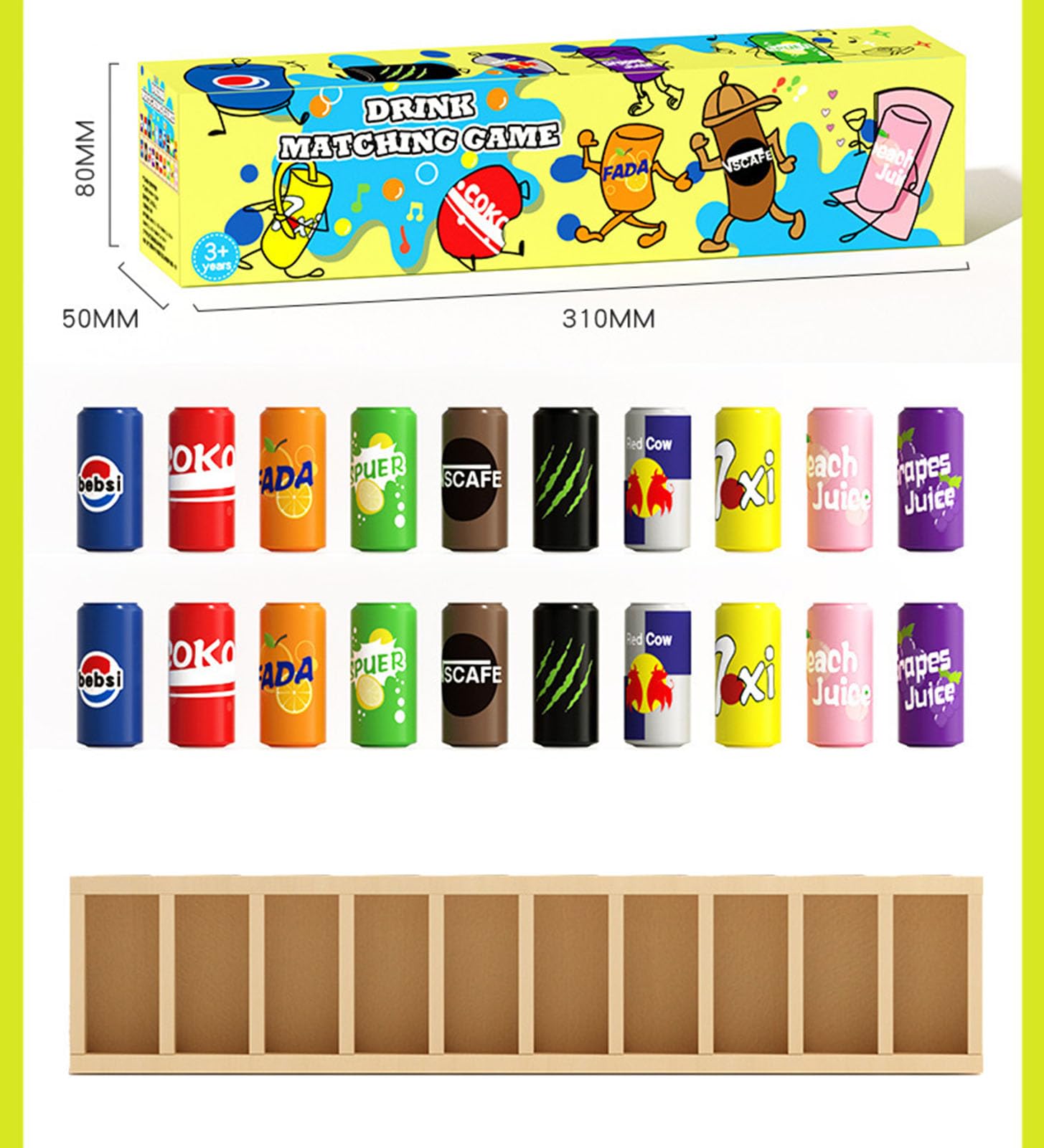 Juego de Correspondencia de Latas de Bebida de Madera, Juguete para Entrenamiento Cerebral