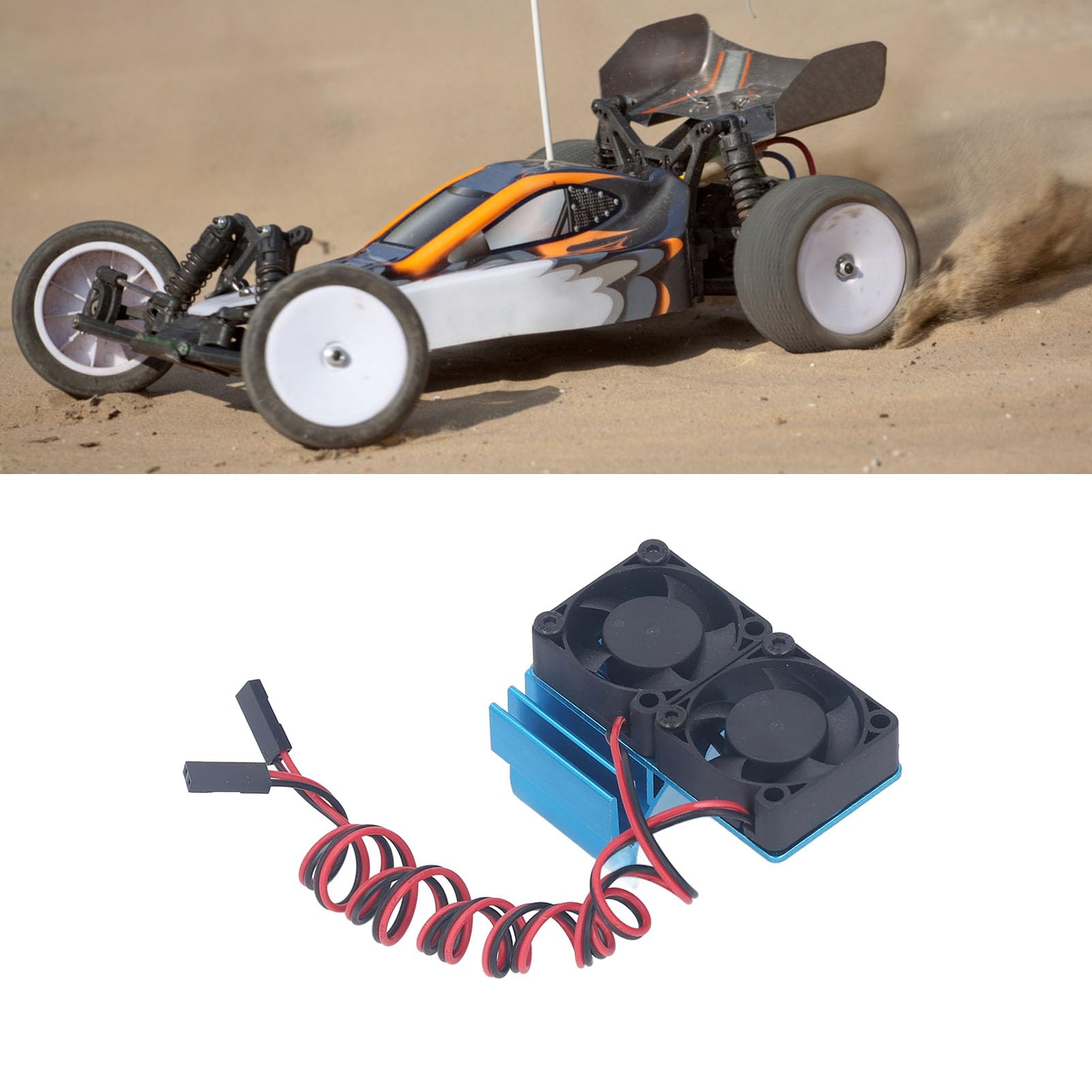 Wentylator samochodowy RC, wodoszczelność IP44, radiator RC, szybki wentylator, zestaw wentylatora silnika RC do Traxxas Slash 4 × 4 VXL 1/10 RC Car (niebieski)