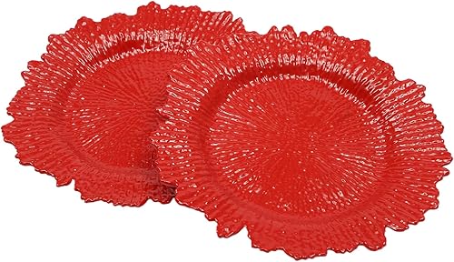 Miniatura 4 de Platos de carga de 12.6 pulgadas, juego de 24, cargadores redondos de plástico metálico para platos llanos, cargadores decorativos para decoración