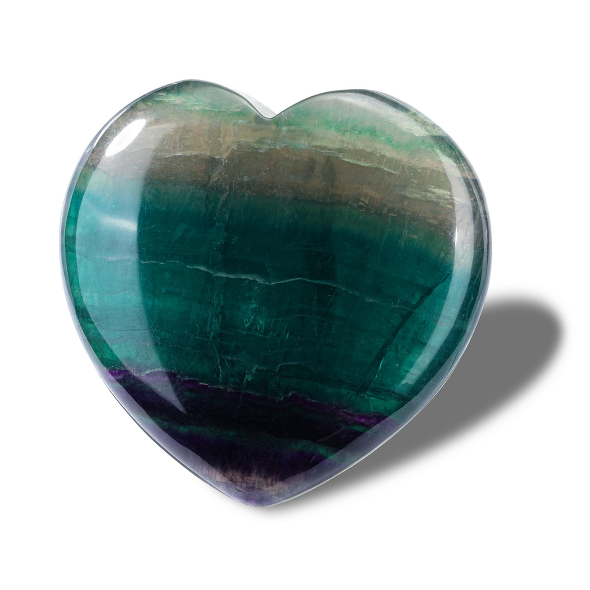 CrystalTears 2.4” Fluorite Crystal Heart Stone Natural Love Heart Healing Crystals Gemstone Gifts for Women Christmas Polished Pocket Stone for Reiki Healing Home Decor Valentines Day Gifts for Her