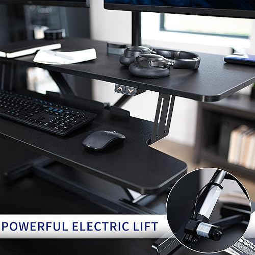 Miniatura 4 de VIVO DESK-KIT-VE36B2 - Convertidor de escritorio eléctrico de altura ajustable de 36 pulgadas con soporte de monitor dual para pantallas de 13 a 30