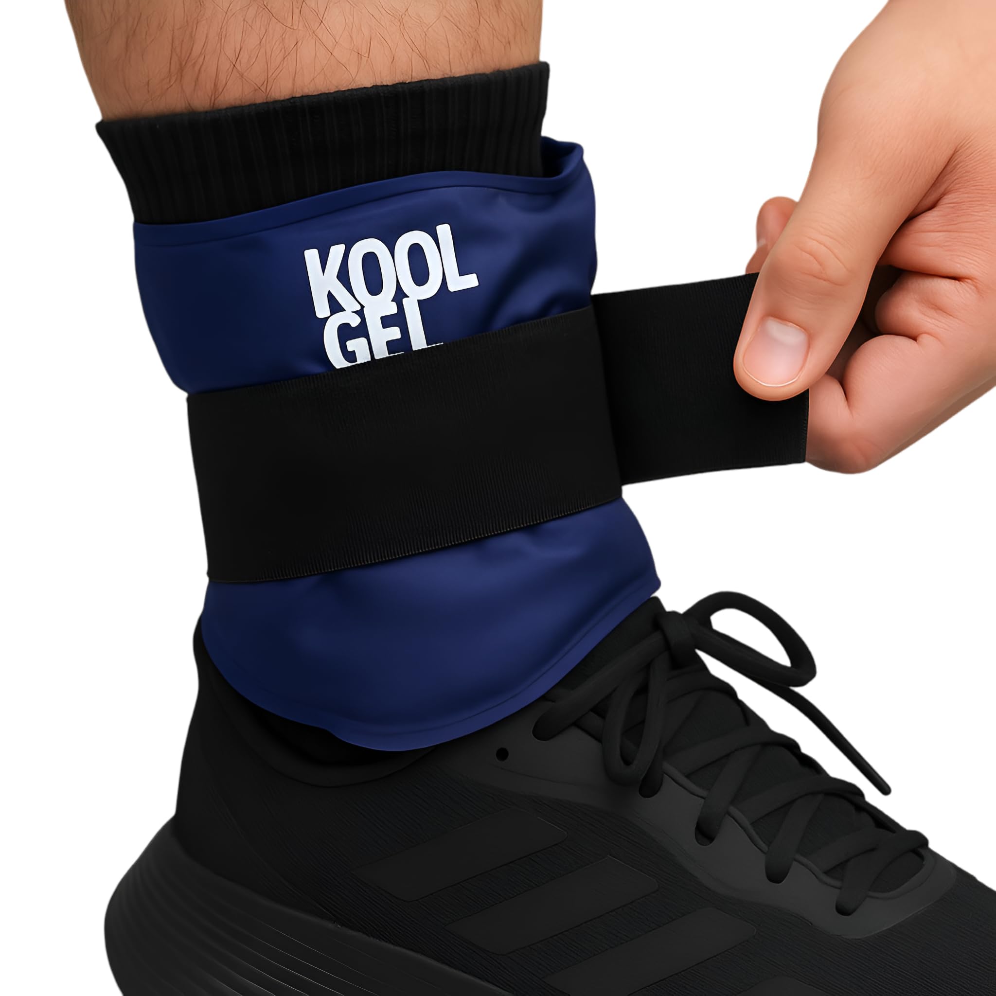 Kool Gel Reusable Ankle Gel Pack Wrap – Hot or Cold Therapy Pack with Adjustable Strap for Pain Relief, Swelling, Sprains, Sports Injuries, Tendonitis & Recovery – Microwavable & Freezable