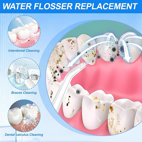 8 Pcs Flosser Replacement Tips, Water Flosser Replacement Heads Compatible with Waterpik Flosser Wp100 Wp250 Wp300 Wp450 Wp660 Wp900, Oral Irrigator Replacement Heads for Cleaning Teeth