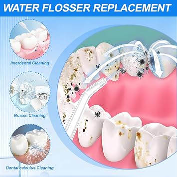 8 Pcs Flosser Replacement Tips, Water Flosser Replacement Heads Compatible with Waterpik Flosser Wp100 Wp250 Wp300 Wp450 Wp660 Wp900, Oral Irrigator Replacement Heads for Cleaning Teeth