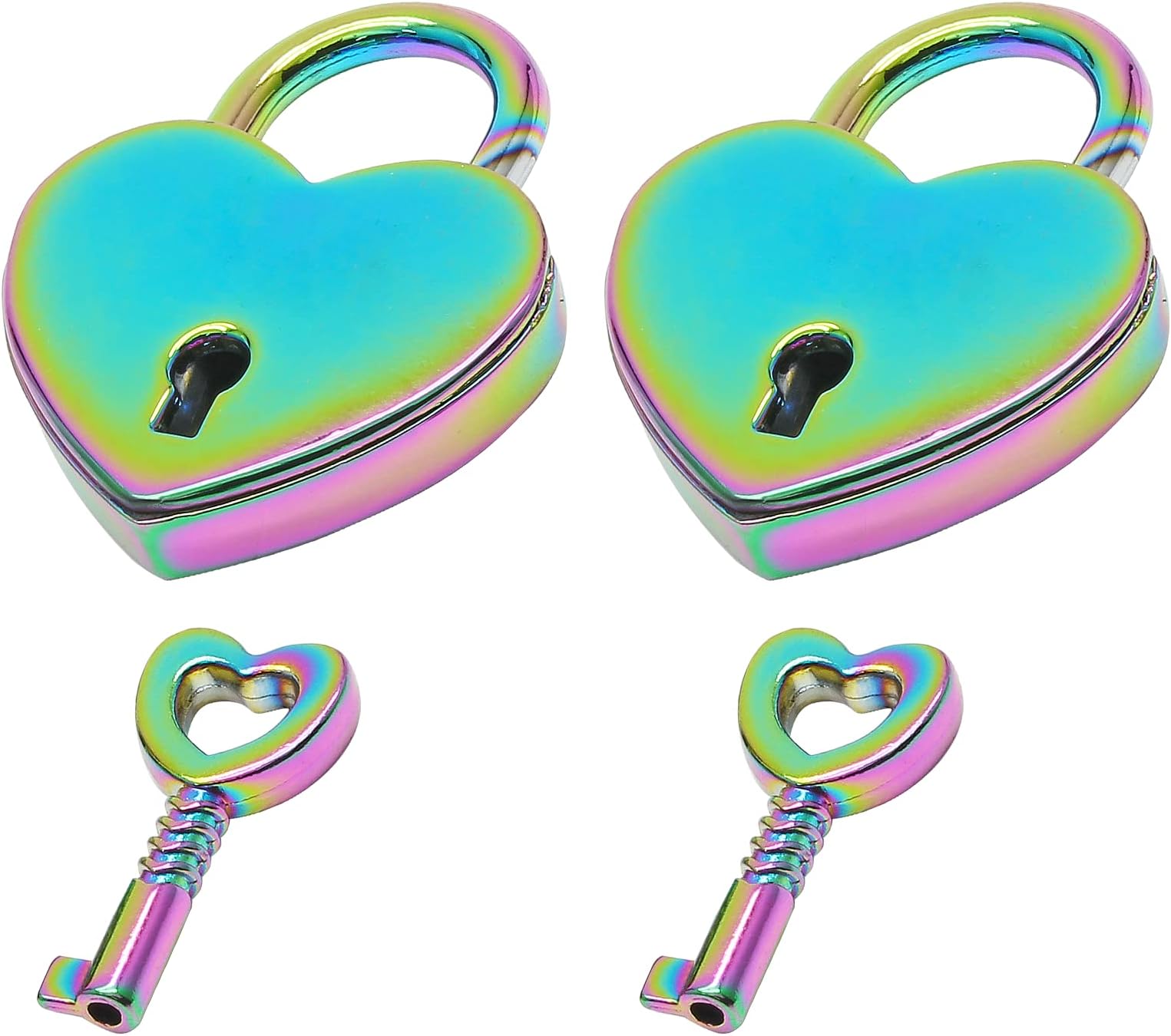 Waziaqoc 2PCS Heart Shaped Padlocks, Small Colorful Padlock with Keys Metal Decorative Locks for Jewelry Box Storage Box Diary Mini Bags