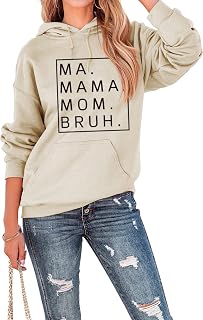 Women Mama Mommy Mom Bruh Pullover Hoodie,MA Mama Mom Bruh Sweatshirt for Women