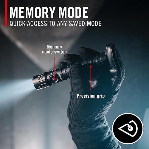 Miniatura 9 de Coast TX300R Linterna LED táctica recargable de largo alcance de 3000 lúmenes con luz estroboscópica, puntual, e inundación - Pantalla digital