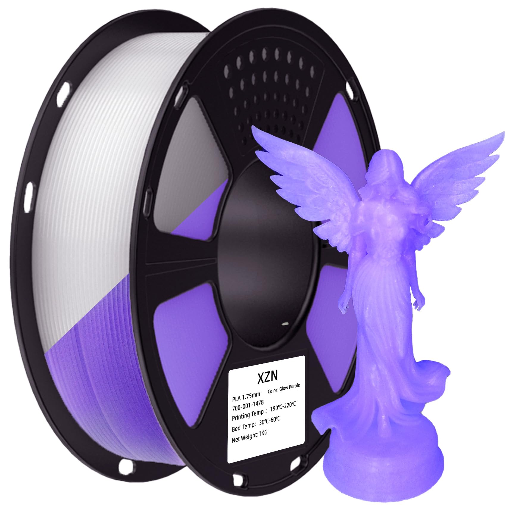 PLA Filament Glow in The Dark, 3D Printer Filament 1.75mm, 1KG Glow PLA Filament Luminous (Glow Purple)