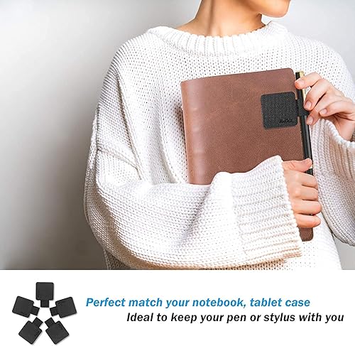 Miniatura 3 de ProCase Paquete de 5 soportes para bolígrafos para cuadernos, diarios, planificadores, tableta, soporte autoadhesivo de cuero con lazo elástico para