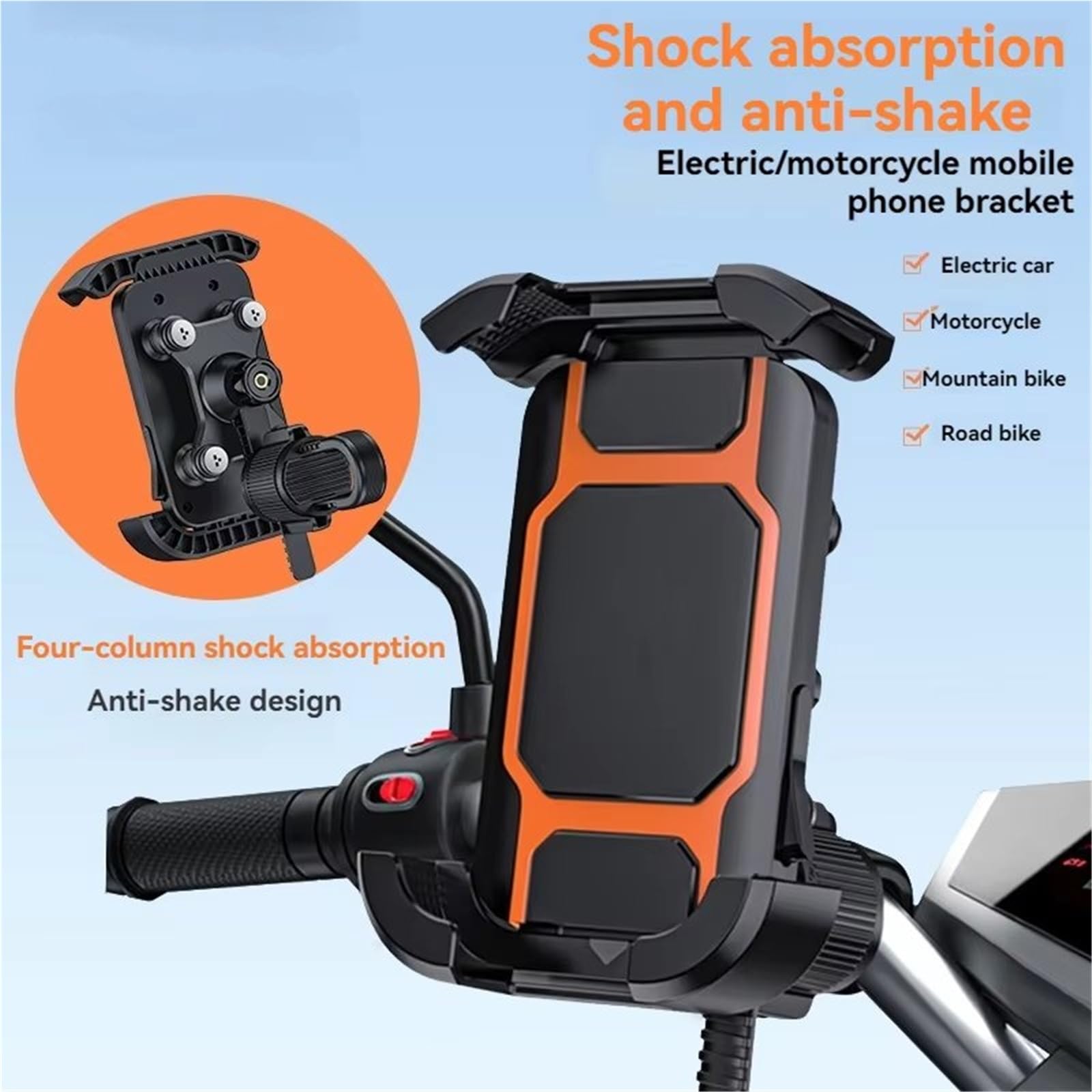 Barre Support Navigation GSP Support Navigation Véhicule Électrique Et Support Fixe Vélo Stable Résistant Aux Vibrations Support Téléphone Portable Moto Support Navigateur GPS(Bicycle B)