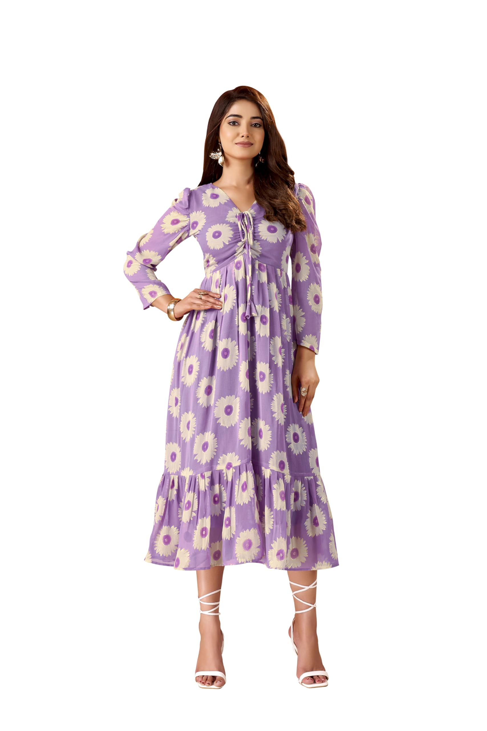 Grace in Every Swirl Weightless Marble Floral Frock with Foil Elegance-image-21