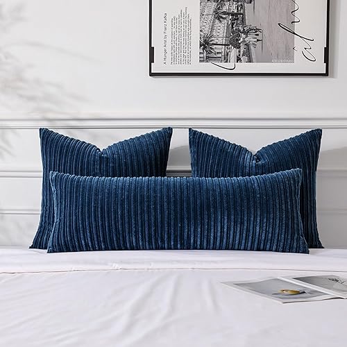 Miniatura 570 de UGASA - Juego de 2 fundas de almohada de terciopelo a rayas, funda decorativa para cojín con cremallera oculta para el hogar, sofá, dormitorio,