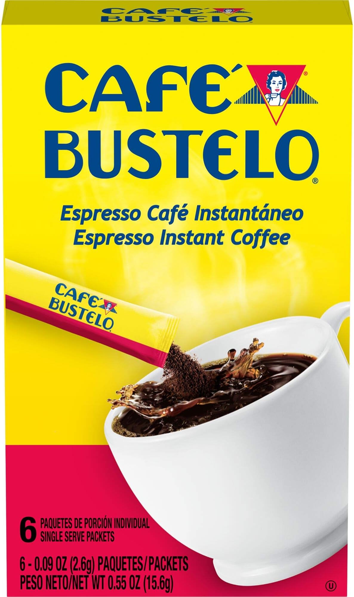 Café Bustelo Espresso Style Dark Roast Instant Coffee, 6 Count Single Serve Packets