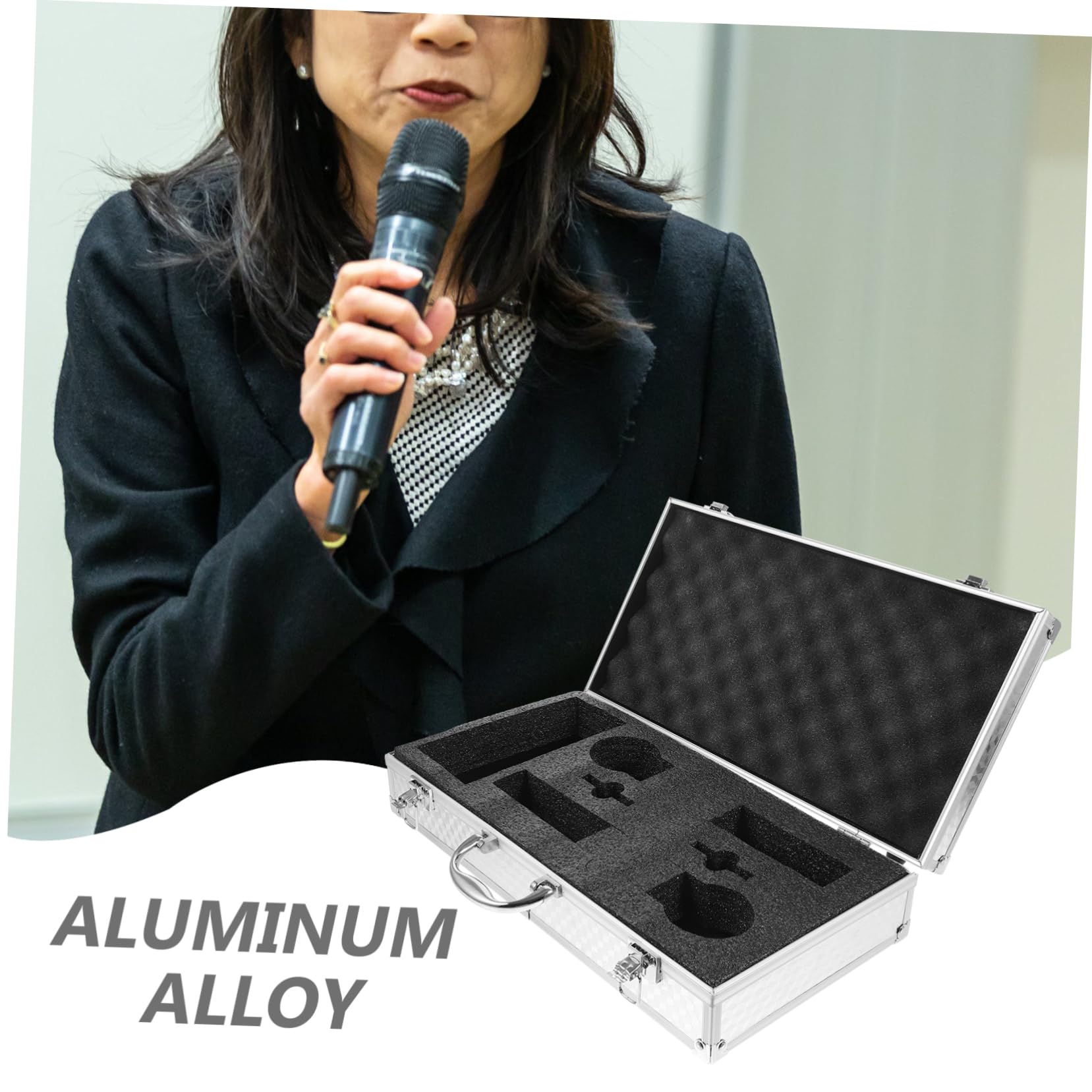 Custodia in Lega Alluminio Per Microfono Wireless Valigia Protettiva Robusta Per Microfoni Palmari Custodia Da Trasporto Leggera e Portatile